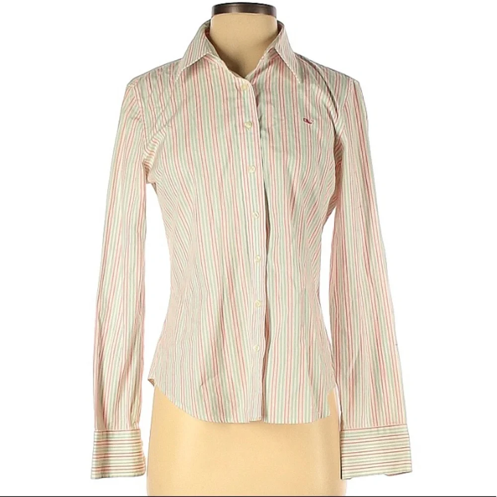 Vineyard Vines Teal and Pink Button Down Short - Picture 1 of 6